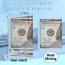 60张停车恶作剧卡片，上面写着“你停车像个傻瓜”，远看像100美元钞票——搞笑停车违规恶作剧卡片，可贴在雨刮器下（3.5 x 2英寸），6种款式，每种10张。 - 彩色 - 查看 9