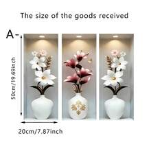 3 件套现代金银花卉艺术墙贴，独特花瓶花卉设计，可移除乙烯基贴纸，适用于家庭办公室装饰、卧室和客厅背景墙、家居装饰 - 多色 - 查看 11
