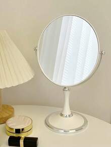 1 Stück vintage ovaler doppelseitiger drehbarer Schminkspiegel für Schlafzimmer/Studentenwohnheim, Geschenkartikel, Reise, Billigartikel, Reiseessentials - Weiss - Übersicht 7