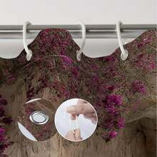 1pc Mediterranean Shower Curtain Suitable For Bath & Shower - Rustic Stone Cave With Turquoise Ocean View, Bougainvillea & Shutters, Machine-Washable Fabric, 12 Hooks Included, Fits Tubs, Mediterranean Bath Decor 66x72 Inches HSY - A - Xem 3