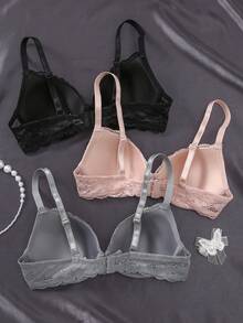 3 Buah Bra Push-Up Seksi Berwarna-warni dengan Renda, Nyaman, dan Kawat Penyangga untuk Wanita - MultiWarna - View 10
