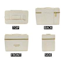 Túi đựng mỹ phẩm Chanel bằng nhung trắng, chất liệu dệt tinh tế, kiểu dáng nổi bật và khác biệt, quai xách tay, khóa kéo mạ vàng, kiểu dáng thời trang, thích hợp làm quà tặng, du lịch cao cấp và sử dụng hàng ngày. - trắng - Xem 9