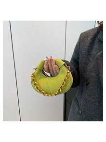 Women's Unique Niche Minimalist Crescent Moon Dumpling Bag - Designer-Inspired Micro Crossbody Purse, Adjustable Shoulder Strap Cute Mini Handbag, Ideal For Daily Wear Dating & Gifting - 綠色 - 查看 4