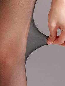 两双新款女士性感蕾丝高筒过膝长筒袜 – 透明黑色长筒袜，适合约会之夜和派对 - 黑色 - 查看 3