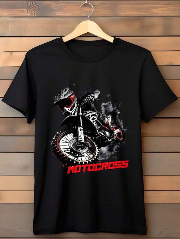 Shirts For Men Motocross T Shirt 100 Percent Cotton Graphic Tee For Men Women Dirt Bike Rider Motorcycle Off Road Racing Design Printed Short Sleeve Top Men's Casual Print Round Neck Short Sleeve T-Shirt Men Women T-Shirt Print Tee