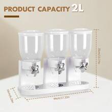 2-Liter White Grain Dispenser Bucket With 3 Measuring Cups, Unbreakable Food Storage Container For Rice, Flour, Cereal & Pet Food, Kitchen Pantry Organization - White - View 2