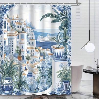 1/3/4 件套浴室浴帘和地垫套装，包含 12 个挂钩，防水涤纶面料，防滑浴垫，U 型防滑马桶垫，马桶座套，浴室隔断，装饰配件，现代家居装饰，装饰浴帘