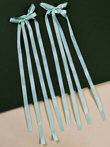 2个女孩多巴胺色丝滑丝带蝴蝶结发夹，可爱返校双长尾蝴蝶结发卡，适合节日派对和日常佩戴。 - 彩色 - 查看 7