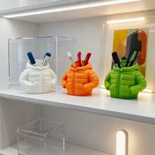1pc Creative Down Jacket-Style Plastic Pen Holder, 3D Printed, Desk Decoration Item, Creative Pen Holder, Suitable For Storing Pens On A Desk,Makeup Brushes.Desktop Organizer, Pens Not Included. A Gift For Friends And Classmates. - Multicolored - View 4