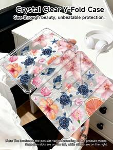 Ocean Elements Tablet Case Compatible With IPad Air 11-Inch M3 2025 / M2 2024, IPad Air 5th Generation 2022 , IPad (A16) 11 Inch 11th Generation 2025,Compatible With Samsung Galaxy Tab,Kindle Paperwhite 12th Gen 2024, Clear Back ,Fashion Pattern Protective Case,Automatic Sleep And Wake-Up Function, Airbag Protection, Suitable For Gifts And Office Use - Multicolor - View 4