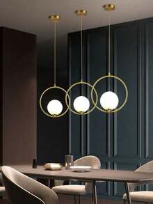 1/2pcs Modern Minimalist Luxury Gold Ring Pendant Light, White Globe Lamp Shade, Adjustable Height Ultra-Simple Pendant Lamp, E27 Lamp Base, Suitable For Home Bedroom, Cafe, Dining Room Bar, Kitchen Island, Living Room (Bulb Not Included) - Gold - View 6