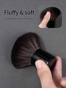 1 pièce Brosse à ongles noire douce et moelleuse, ramasse rapidement la poudre et nettoie efficacement la poussière des ongles, outil de manucure professionnel durable - Noir - Voir 7