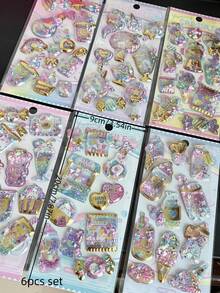 Cute Gold Border Shiny Candy Rocking Stickers For Children's Exchange Stickers - Multicolor - View 9