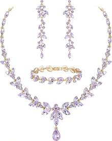 ¡RecomendadoEVER FAITH Mujer Set de Joyería Cristal Austriaco Bola de Boda Hoja Collar Pendientes Sets para Novia¡Top de Temporada - Marrón y Blanco Tono Dorado - Ver 8