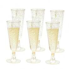 5oz Reusable Clear Plastic Champagne Flutes, Long Stem, Wedding Party Cocktail Glasses - Multiple Colors/random Styles - View 2
