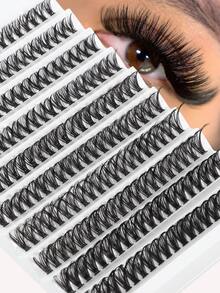 CMAYOME 720/684/648/384 Pcs False Eyelashes Glue Set, Designed With Large Capacity To Create Dense & Natural Eye Makeup. 3D Soft & Durable Texture. Set Includes False Lashes, Glue, Sealant, Eyelash Curler & Brush (10D, 20D, 30D, 40D, 50D, 60D, 80D, 100D, 120D, 150D) - Blue and White - View 15