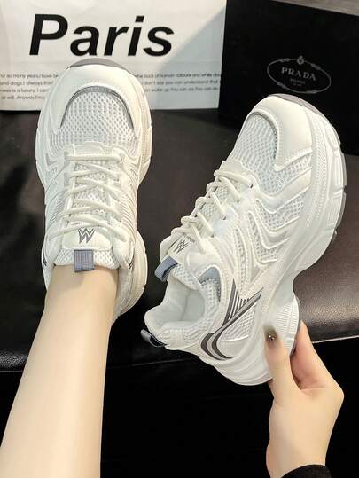 Women's Breathable Mesh Platform Sneakers, Comfortable Casual Sports Shoes For All Seasons