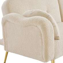 [Sleeping Function] 2-Seater Sofa Bed - Modern 2-Seater Sofa With Adjustable Backrest And Gold Metal Legs, Integrated Bed Function. Multifunctional 2-In-1 Furniture. - Beige - View 9