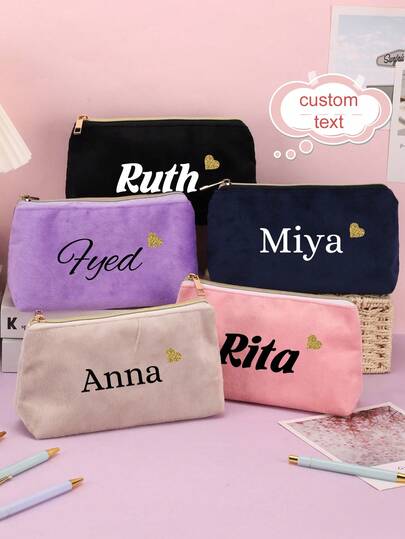 1pc Customizable Heat Transfer Storage Box. Reusable Polyester Lining, Made With Short-Pile Fabric, Large Capacity For Multi-Functional Storage, And Features A Nylon Zipper. A School Essential For Boys And Girls, It Can Be Used As A Makeup Bag