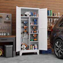 Washsemba 71" H Metal Garage Storage Cabinets,Broom Closet Storage Cabinet,Utility Cabinet,Black Storage Cabinets - C - View 8