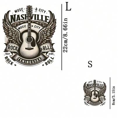 1pc/2pcs/3pcs Guitar Wing Pattern Heat Transfer Stickers, DIY Iron-On Patches, Suitable For T-Shirt Making, Pillow Decor, Backpack, Cushion, Pants, Sofa Cover, Waterproof & Fade Resistant