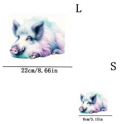 1pc/2pcs/3pcs Pig Pattern Heat Transfer Stickers, DIY Iron-On Patches, Suitable For T-Shirt Making, Pillow Decor, Backpacks, Cushions, Pants, Sofa Covers, Waterproof And Fade-Resistant