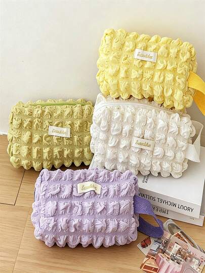 1 Pc Solid Color Women Cosmetic Bag Travel Portable Cosmetic Bag Pouch Zipper Accessories Nail, Makeup Bags, Cosmetic Bag, Makeup Organiser, Makeup Pouch Large Capacity, Large Makeup Bag, Christmas Gifts, Pouch, Travel, Pouch, Clutch / Small Handbag, Makeup Organizer, Pouch, Brush Holder, Mini Pouch, Large Capacity Pouch,Gifts For Women,Christmas Gifts,Gift Ideas For Women