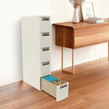 YUNRUX Drucker Tisch Höhenverstellbarer 3-Ebene-Druckerstander 60 x 50 cm mit Rädern Mobile Druckwagen aus Holz und Metall Druckerhalter für große Drucker Cremig-weiß für Studienbüro Büro - A - Übersicht 3