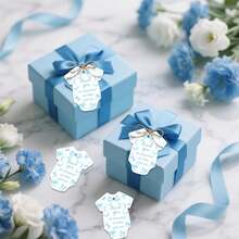 25/50 个粉色蝴蝶结感谢卡，感谢您用充满爱意的卡片环绕我们的宝宝。粉色蝴蝶结主题，性别揭晓派对小礼物（粉色/蓝色可选） - 彩色 - 查看 9