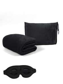 1pc Travel Blanket & Pillow Set, Premium Soft 2-In-1 Airplane Blanket With Soft Pillow Cover, Travel Pillow Case, Luggage Handle Wrap And Backpack Clip, Easter Gift, Travel Pillow, Travel Accessories, Suitable For Car, Plane, Airport, Camping And More - Black - View 13