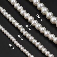1串时尚白色贝壳珠，直径4-10毫米，圆形装饰珠，DIY手链配件 - 米色 - 查看 7