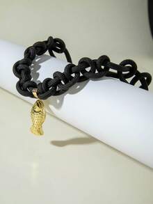 imoli 1件复古波西米亚风涤纶手工编织绳吊坠小鱼项链，适合中东、海滩、派对、珠宝礼品 - 彩色 - 查看 5