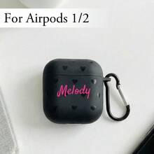 Custom Name Earphone Case For AirPods 1/2/3/4/Pro Personalized Leopard Print Earphone Case Black Heart Minimalist Plated Soft TPU Silicone Protective Case With Carabiner - Black - View 11