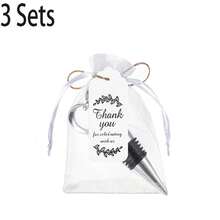 1/3/6 Sets Heart-Shaped Bottle Stoppers Wedding Gifts, Includes Organza Bag, Thank You Card, Linen Rope, Suitable For Weddings, Birthdays, Bridal Showers, Party Favors, Valentine's Day Decor - Multicolor - View 9