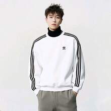 Adidas Originals Oversized Crew Sweatshirt For Men - Comfortable, Soft, And Relaxed Fit - White/Black - View 6