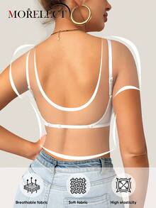 Morelect 1件装女士内衣背心式文胸，多穿法设计，提拉支撑，柔软透气 - 白色 - 查看 4