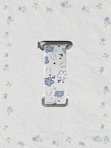 1pc Soft Elastic Breathable Replacement Watch Band With Scattered Blue Flowers On White Background, Suitable Compatible With Samsung, Honor Smartwatches, 38mm 40mm 41mm 42mm 46mm 45mm 44mm 49mm, Fashionable Casual Silicone Watch Strap Compatible With Apple Watch Ultra Series SE/11/10/9/8/7/6/5/4/3/2/1 - Multicolor - View 4