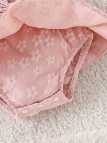 1pc Baby Girl Cute Sweet Asymmetric Neck White Camisole Top Paired With Pink Skirt, Spring/Summer - Pink - View 5