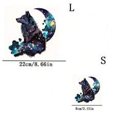 1片/2片/3片狼月图案布贴，耐用持久的热转印贴纸，适用于DIY T恤、卫衣、牛仔裤、连帽衫、背包、夹克、手提包、枕头等。 - L+S - 查看 8