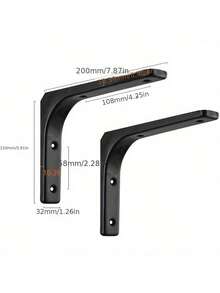 2个重型L型铁艺置物架支架 - 直角支架，适用于壁挂式家具、工业风装饰五金 - 彩色 - 查看 18