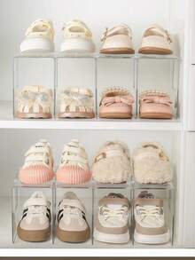 1pc Baby Shoe Rack, Large Capacity Cabinet-Style Shoe Rack, Children's Shoe Rack, Transparent Shoe Rack, Space-Saving Partition Desktop Transparent Multi-Function Rack, Suitable For Nursery, Newborn Room, Girls' Room Decor, Bedroom, Living Room, Entrance, Storage Room, Foyer Or Bathroom - Multicolor - View 4