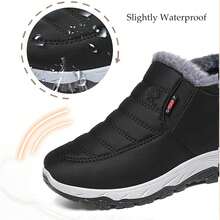 男女通用情侣雪地靴，秋冬季户外运动鞋/靴，女士踝靴，男士冬季靴/踝靴，秋冬季踝靴，徒步靴，户外露营登山靴，男士冬季套脚鞋，黑色/蓝色户外运动安全鞋/靴，适合秋冬季的女士雪地靴 - 黑色 - 查看 5