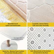 1件法兰绒压花加厚柔软祈祷毯，防滑易清洁大号地毯垫，带流苏 - 綠色 - 查看 2