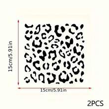 2张（5.9*5.9英寸）金属贴纸，豹纹汽车贴纸，奶牛纹墙贴，黑色几何车身贴花，后视镜贴纸，汽车配件，汽车装饰，金属贴纸，汽车贴纸，汽车贴花 - 貼紙 - 查看 8