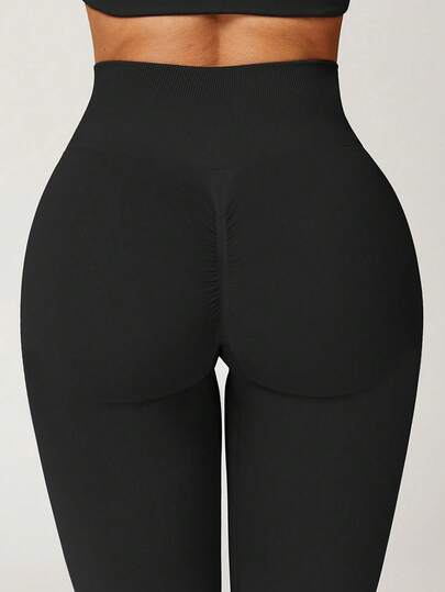 Yefecy Women's Flare Yoga Pants, Seamless Butt Lifting Workout Leggings With Hidden Wrinkles