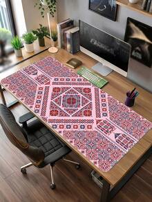 图案桌垫，适用于家庭和办公室的加长型大型鼠标垫、大型游戏鼠标垫、笔记本电脑键盘垫，底部采用防滑橡胶材质，边缘缝合加固。 - 彩色 - 查看 1