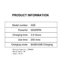 Hatteker 1pc LCD Display Rechargeable Hair Clipper With 9000 RPM High Speed Motor - Red - View 4