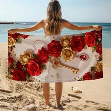 1 szt. Naszyjnik z kluczem w kolorze czerwonym i złotym, ultramiękki, duży ręcznik plażowy, superchłonny ręcznik kąpielowy, odpowiedni do podróży, basenu, nurkowania, surfingu, jogi, kempingu, dostępny w wielu rozmiarach, akcesoria plażowe na plażę, basen, podróże, kemping, wystrój łazienki do jogi - C - Zobacz 8