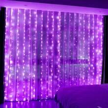 1 pieza Luces de cortina de cadena LED alimentadas por USB, 8 modos de iluminación, control remoto, adecuadas para boda, cumpleaños, fiesta, Pascua, Ramadán, Día de San Valentín, decoración y iluminación para fiesta individual - Luces de cortina alimentadas por USB - Ver 17