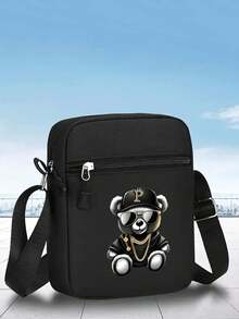 1pc/2pcs Hip Hop Bear Print Men's Baseball Cap And Crossbody Bag Set, Street Fashion Outdoor Sports Unisex Baseball Cap Flat Brim Hat And Shoulder Bag, Adjustable, Gift For Yourself Or Friends - 彩色 - 查看 12